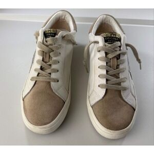 Vintage Havana White/Brown Suede Star Embellished Sneakers Womens Size 8.5